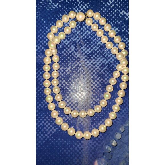 Vintage Majorica Double Strand Faux Pearl Choker 16
